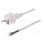 Cablu alimentare AC, 1.5m, 3 fire, culoare alb, cabluri, CEE 7/7 (E/F) mufa, SCHUKO mufa, PLASTROL - W-98379