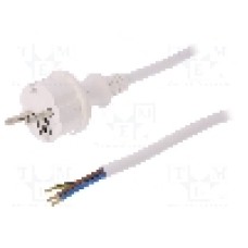 Cablu alimentare AC, 1.5m, 3 fire, culoare alb, cabluri, CEE 7/7 (E/F) mufa, SCHUKO mufa, PLASTROL - W-98379