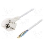 Cablu alimentare AC, 1.5m, 3 fire, culoare alb, cabluri, CEE 7/7 (E/F) ştecar in unghi, SCHUKO mufa, PLASTROL - W-97165