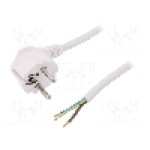 Cablu alimentare AC, 1.5m, 3 fire, culoare alb, cabluri, CEE 7/7 (E/F) ştecar in unghi, SCHUKO mufa, PLASTROL - W-97177