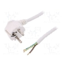 Cablu alimentare AC, 1.5m, 3 fire, culoare alb, cabluri, CEE 7/7 (E/F) ştecar in unghi, SCHUKO mufa, PLASTROL - W-97177