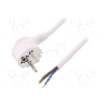 Cablu alimentare AC, 1.5m, 3 fire, culoare alb, cabluri, CEE 7/7 (E/F) ştecar in unghi, SCHUKO mufa, PLASTROL - W-97524