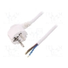 Cablu alimentare AC, 1.5m, 3 fire, culoare alb, cabluri, CEE 7/7 (E/F) ştecar in unghi, SCHUKO mufa, PLASTROL - W-97524