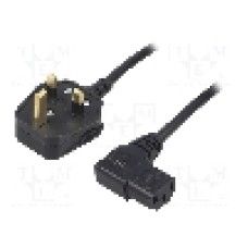 Cablu alimentare AC, 1.5m, 3 fire, culoare negru, BS 1363 (G) mufa, IEC C13 mama 90°, LIAN DUNG - 