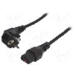 Cablu alimentare AC, 1.5m, 3 fire, culoare negru, CEE 7/7 (E/F) ştecar in unghi, IEC C13 mama, IEC LOCK - IEC-EL246S