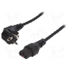 Cablu alimentare AC, 1.5m, 3 fire, culoare negru, CEE 7/7 (E/F) ştecar in unghi, IEC C13 mama, IEC LOCK - IEC-EL246S