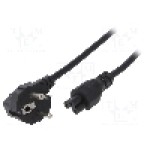 Cablu alimentare AC, 1.5m, 3 fire, culoare negru, CEE 7/7 (E/F) ştecar in unghi, IEC C5 mama, AKYGA - AK-NB-01A