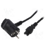 Cablu alimentare AC, 1.5m, 3 fire, culoare negru, CEE 7/7 (E/F) ştecar in unghi, IEC C5 mama, AKYGA - AK-NB-01T