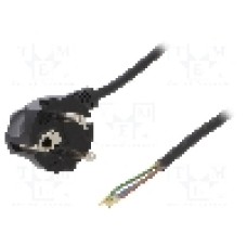 Cablu alimentare AC, 1.5m, 3 fire, culoare negru, cabluri, CEE 7/7 (E/F) ştecar in unghi, SCHUKO mufa, PLASTROL - W-97154
