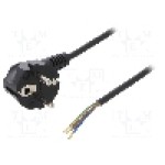 Cablu alimentare AC, 1.5m, 3 fire, culoare negru, cabluri, CEE 7/7 (E/F) ştecar in unghi, SCHUKO mufa, PLASTROL - W-97166
