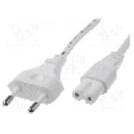 Cablu alimentare AC, 1.8m, 2 fire, culoare alb, CEE 7/16 (C) mufa, IEC C7 mama, LIAN DUNG - 