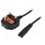 Cablu alimentare AC, 1.8m, 2 fire, culoare negru, BS 1363 (G) mufa, IEC C7 mama, SUNNY - C7G18