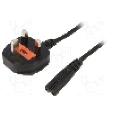 Cablu alimentare AC, 1.8m, 2 fire, culoare negru, BS 1363 (G) mufa, IEC C7 mama, SUNNY - C7G18