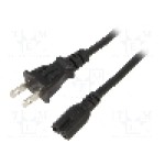 Cablu alimentare AC, 1.8m, 2 fire, culoare negru, IEC C7 mama, NEMA 1-15 (B) mufa, SUNNY - C7J18