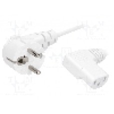 Cablu alimentare AC, 1.8m, 3 fire, culoare alb, CEE 7/7 (E/F) ştecar in unghi, IEC C13 mama 90°, LIAN DUNG - 