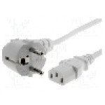 Cablu alimentare AC, 1.8m, 3 fire, culoare alb, CEE 7/7 (E/F) ştecar in unghi, IEC C13 mama, LIAN DUNG - 