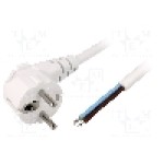 Cablu alimentare AC, 1.8m, 3 fire, culoare alb, cabluri, CEE 7/7 (E/F) ştecar in unghi, LIAN DUNG - 