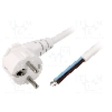 Cablu alimentare AC, 1.8m, 3 fire, culoare alb, cabluri, CEE 7/7 (E/F) ştecar in unghi, LIAN DUNG - 