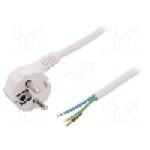 Cablu alimentare AC, 1.8m, 3 fire, culoare alb, cabluri, CEE 7/7 (E/F) ştecar in unghi, SCHUKO mufa, PLASTROL - W-97898