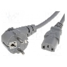 Cablu alimentare AC, 1.8m, 3 fire, culoare gri, CEE 7/7 (E/F) ştecar in unghi, IEC C13 mama, LIAN DUNG - 