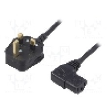 Cablu alimentare AC, 1.8m, 3 fire, culoare negru, BS 1363 (G) mufa, IEC C13 mama 90°, LIAN DUNG - 