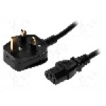 Cablu alimentare AC, 1.8m, 3 fire, culoare negru, BS 1363 (G) mufa, IEC C13 mama, LIAN DUNG - 