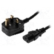 Cablu alimentare AC, 1.8m, 3 fire, culoare negru, BS 1363 (G) mufa, IEC C13 mama, LIAN DUNG - 