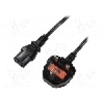 Cablu alimentare AC, 1.8m, 3 fire, culoare negru, BS 1363 (G) mufa, IEC C13 mama, LOGILINK - CP121