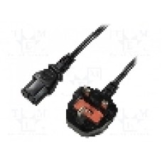 Cablu alimentare AC, 1.8m, 3 fire, culoare negru, BS 1363 (G) mufa, IEC C13 mama, LOGILINK - CP121