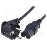 Cablu alimentare AC, 1.8m, 3 fire, culoare negru, CEE 7/7 (E/F) ştecar in unghi, IEC C15 mama, LIAN DUNG - 