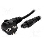 Cablu alimentare AC, 1.8m, 3 fire, culoare negru, CEE 7/7 (E/F) ştecar in unghi, IEC C5 mama, LIAN DUNG - 