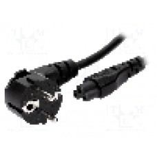 Cablu alimentare AC, 1.8m, 3 fire, culoare negru, CEE 7/7 (E/F) ştecar in unghi, IEC C5 mama, LIAN DUNG - 