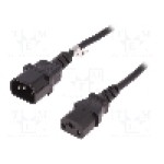 Cablu alimentare AC, 1.8m, 3 fire, culoare negru, IEC C13 mama, IEC C14 tata, QOLTEC - 53897