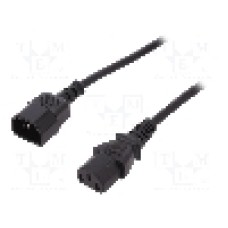 Cablu alimentare AC, 1.8m, {{Numar miezuri}} fire, culoare negru, IEC C13 mama, IEC C14 tata, ASSMANN - AK-440201-018-S