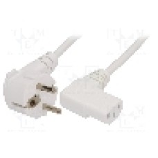 Cablu alimentare AC, 1m, 3 fire, culoare alb, CEE 7/7 (E/F) ştecar in unghi, IEC C13 mama 90°, LIAN DUNG - 