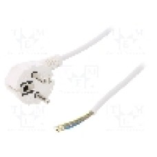 Cablu alimentare AC, 1m, 3 fire, culoare alb, cabluri, CEE 7/7 (E/F) ştecar in unghi, SCHUKO mufa, PLASTROL - W-97151