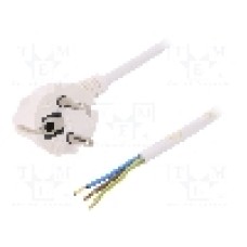 Cablu alimentare AC, 1m, 3 fire, culoare alb, cabluri, CEE 7/7 (E/F) ştecar in unghi, SCHUKO mufa, PLASTROL - W-97175