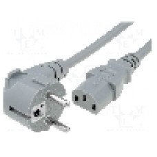 Cablu alimentare AC, 1m, 3 fire, culoare gri, CEE 7/7 (E/F) ştecar in unghi, IEC C13 mama, LIAN DUNG - 