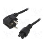 Cablu alimentare AC, 1m, 3 fire, culoare negru, CEE 7/7 (E/F) stecher in unghi, IEC C5 mama, AKYGA, AK-NB-08A, T143639