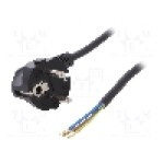 Cablu alimentare AC, 1m, 3 fire, culoare negru, cabluri, CEE 7/7 (E/F) ştecar in unghi, SCHUKO mufa, PLASTROL - W-97164