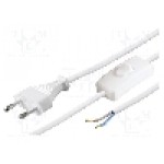 Cablu alimentare AC, 2.5m, 2 fire, culoare alb, cabluri, CEE 7/16 (C) mufa, BQ CABLE - S1W-2/07/2.5WH