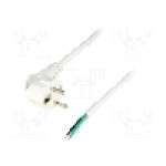 Cablu alimentare AC, 2.5m, 3 fire, culoare alb, cabluri, CEE 7/7 (E/F) ştecar in unghi, LIAN DUNG - 