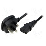 Cablu alimentare AC, 2.5m, 3 fire, culoare negru, BS 1363 (G) mufa, IEC C13 mama, SCHURTER - 6044.0215