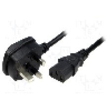 Cablu alimentare AC, 2.5m, 3 fire, culoare negru, BS 1363 (G) mufa, IEC C13 mama, SCHURTER - 6044.0215