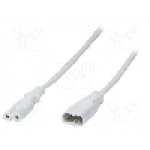Cablu alimentare AC, 2m, 2 fire, culoare alb, IEC C7 mama, IEC C8 tata, LOGILINK - CP132