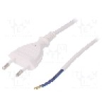 Cablu alimentare AC, 2m, 2 fire, culoare alb, cabluri, CEE 7/16 (C) mufa, PLASTROL - W-97137