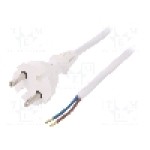 Cablu alimentare AC, 2m, 2 fire, culoare alb, cabluri, CEE 7/17 (C) mufa, PLASTROL - W-98337