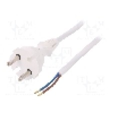 Cablu alimentare AC, 2m, 2 fire, culoare alb, cabluri, CEE 7/17 (C) mufa, PLASTROL - W-98337