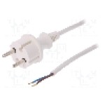 Cablu alimentare AC, 2m, 2 fire, culoare alb, cabluri, CEE 7/17 (C) mufa, PLASTROL - W-98347