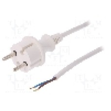 Cablu alimentare AC, 2m, 2 fire, culoare alb, cabluri, CEE 7/17 (C) mufa, PLASTROL - W-98347